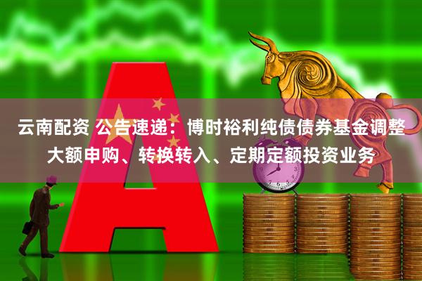 云南配资 公告速递：博时裕利纯债债券基金调整大额申购、转换转入、定期定额投资业务